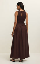 brown sleeveless dress