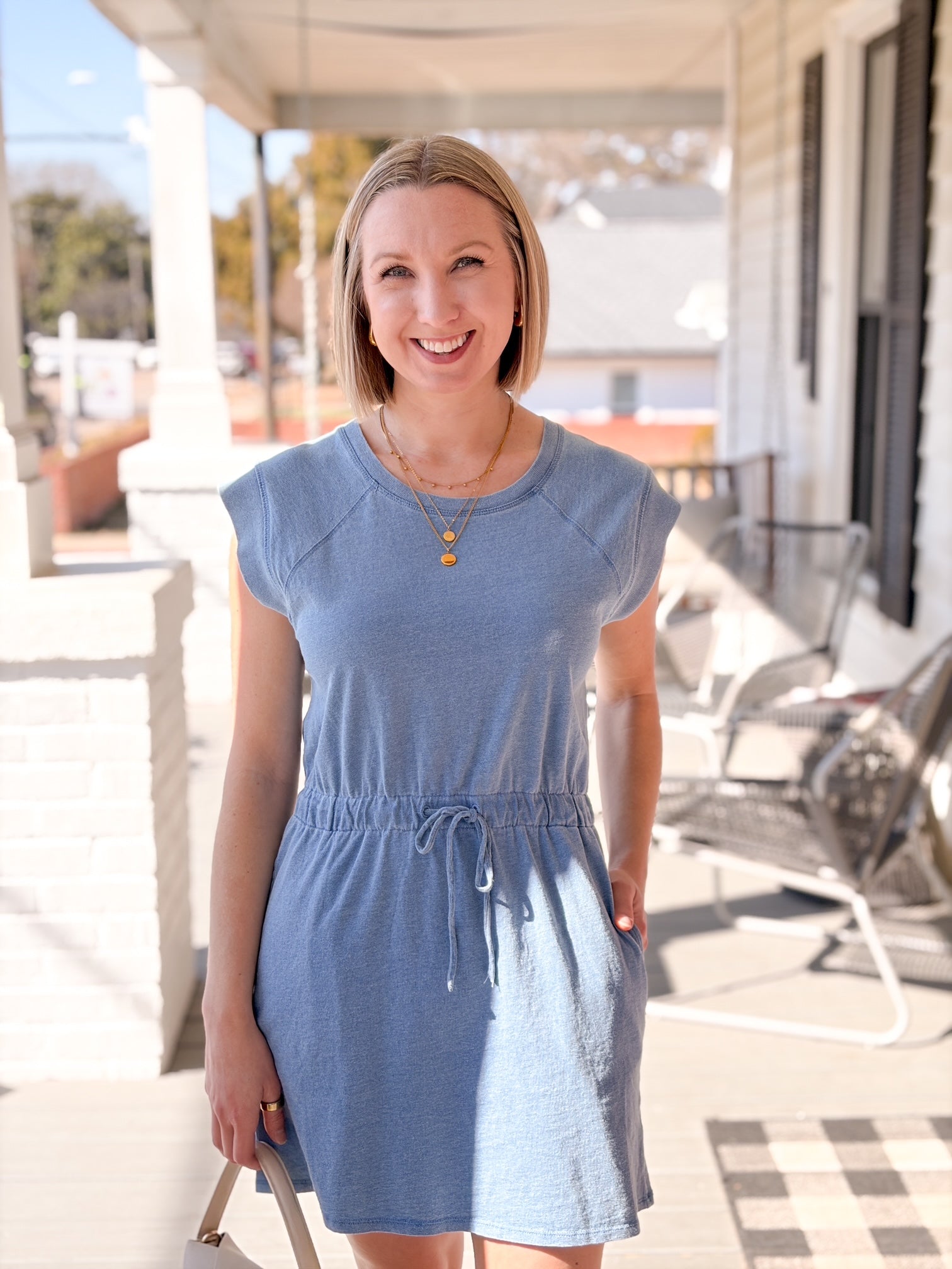 Indigo Denim Wash Casual Mini Dress