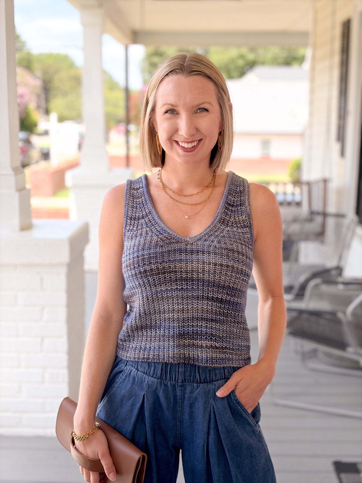 Rose & Lee Co Keily Tank, Blue Multi Tanks