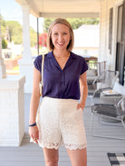 Rose & Lee Co Kelly Top, Navy Work Tops