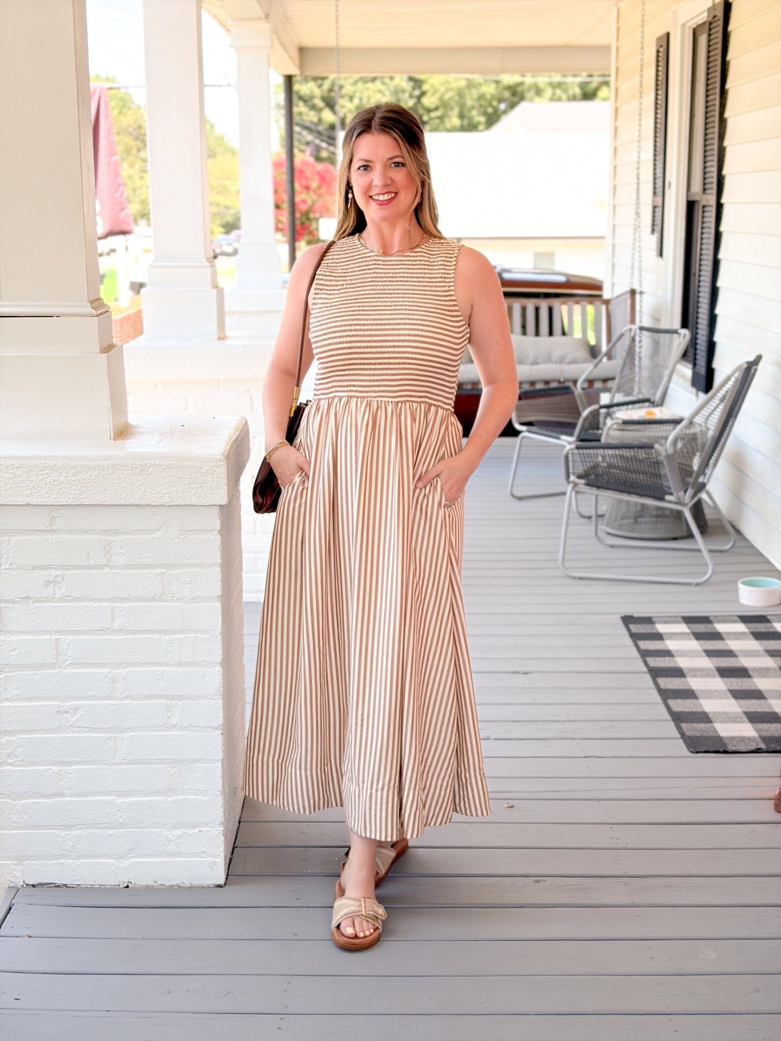Rose & Lee Co Kira Dress, Brown Stripe Casual Dresses