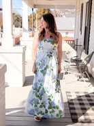 Blue Floral Sleeveless Maxi Dress
