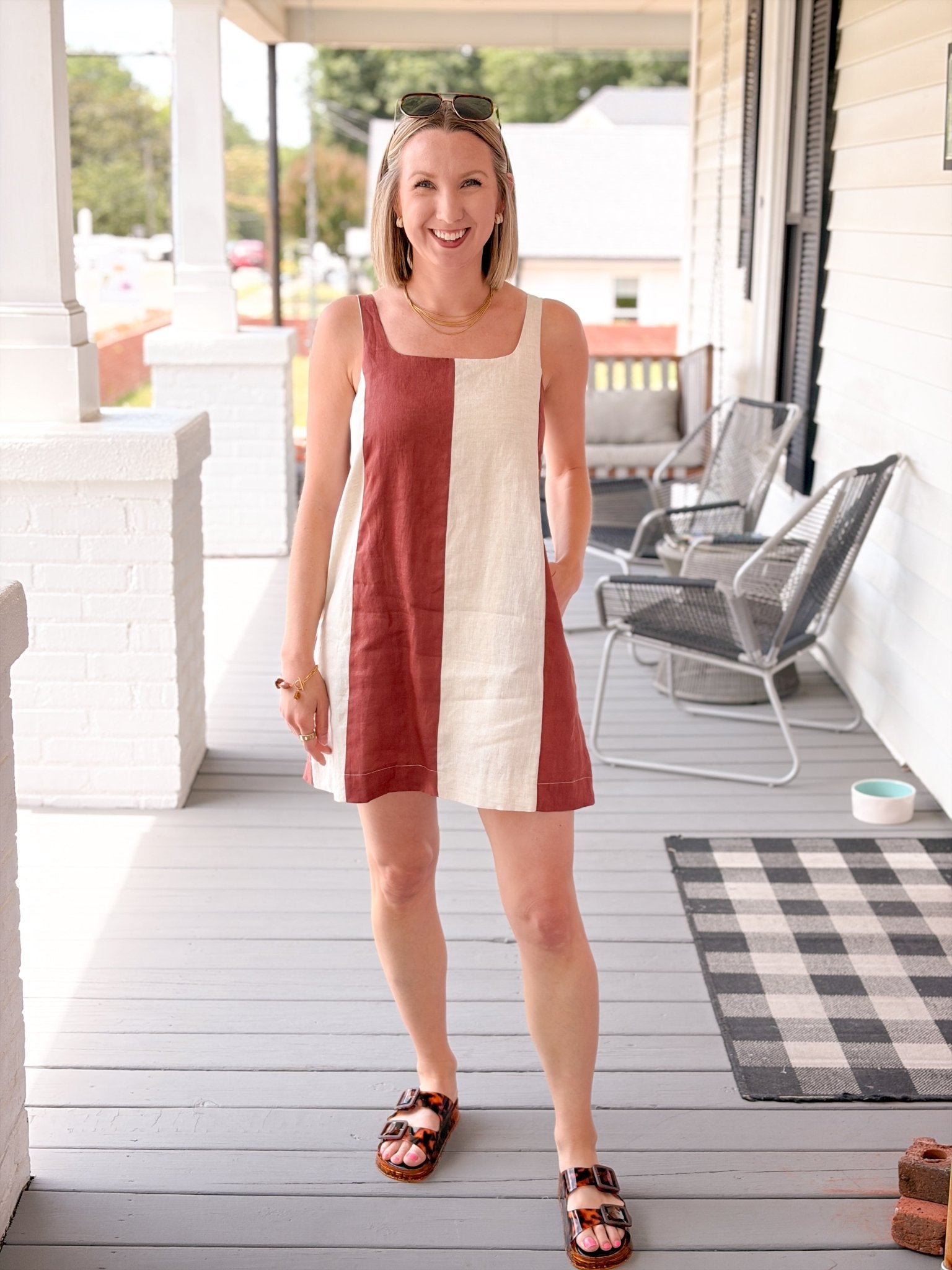 Rose & Lee Co Kylee Dress, Rose Clay/ Oatmeal Casual Dresses