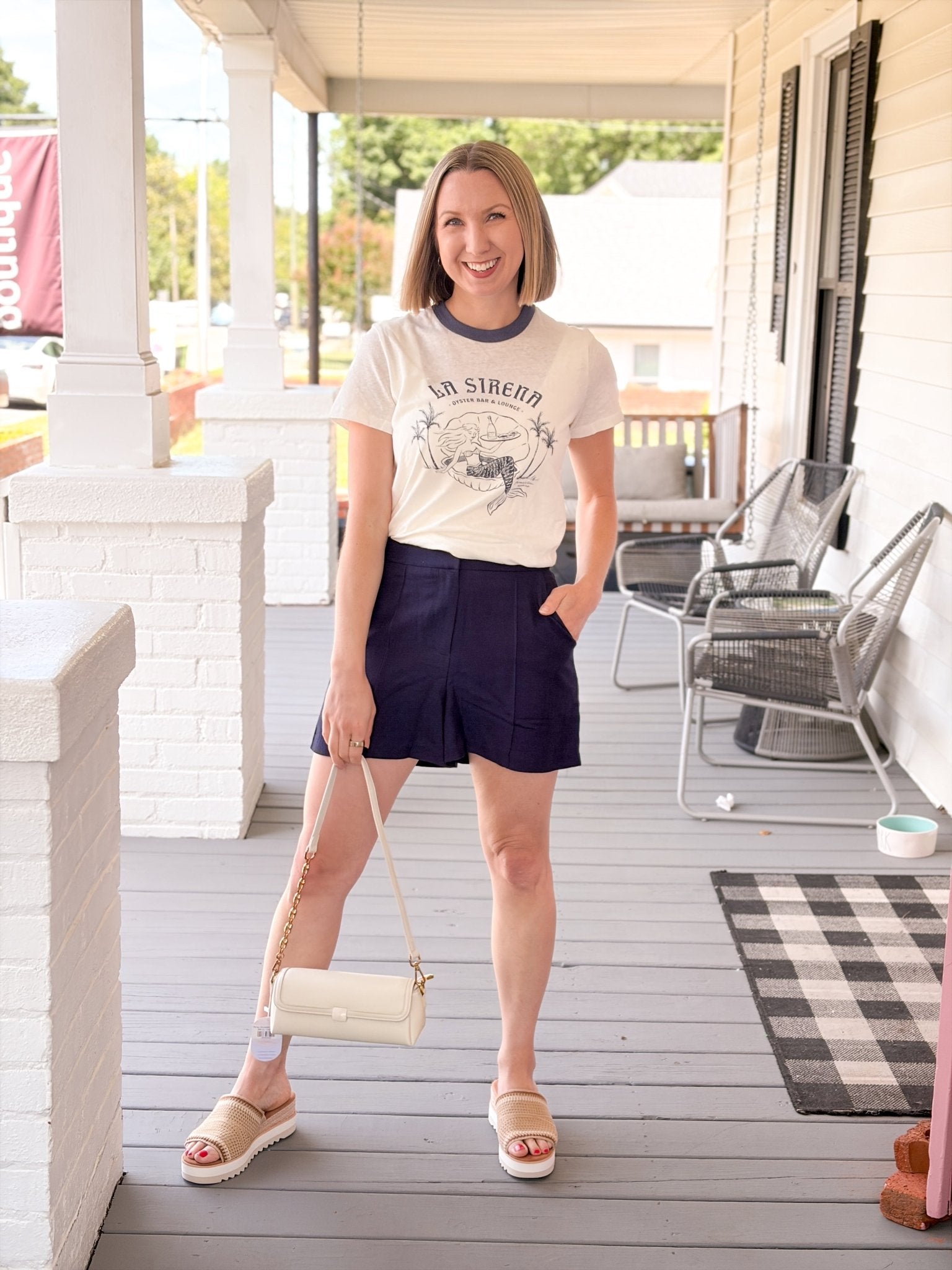 Rose & Lee Co La Sirena Tee, Antique White by Marine Layer short sleeve