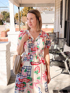 Summer Printed White Smocked Short Sleeve Top