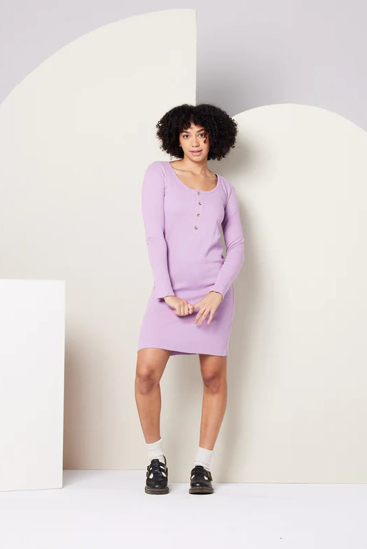 Lavender Waffle Knit Mini Dress Apex Ethical Boutique