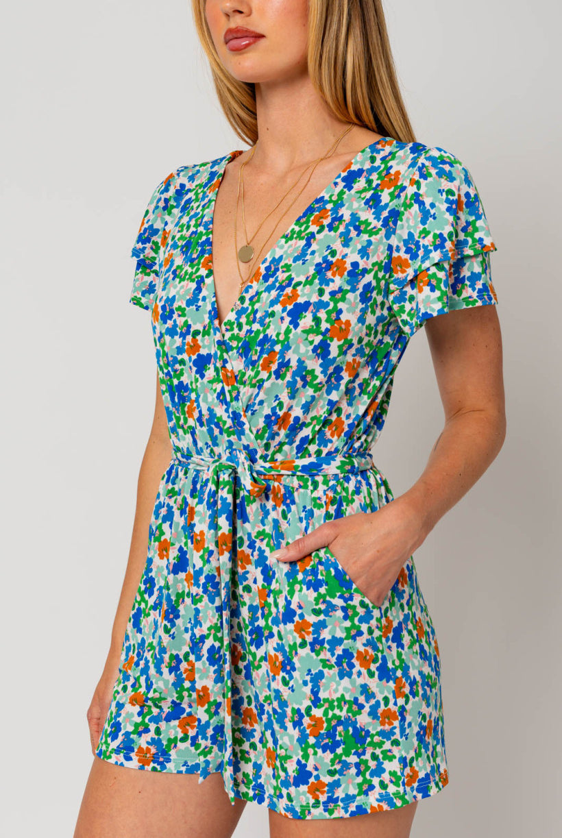 Layered Ditsy Floral Print Romper Apex Ethical Boutique