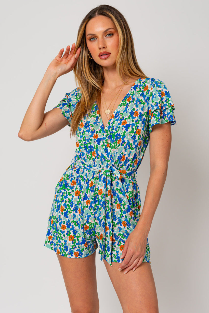 Layered Ditsy Floral Print Romper Apex Ethical Boutique