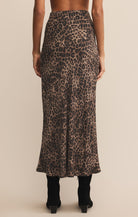 Brown Leopard Maxi Skirt with Elastic Waistband