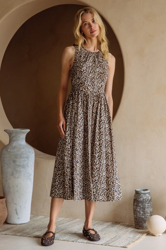 Leopard Print Midi Dress