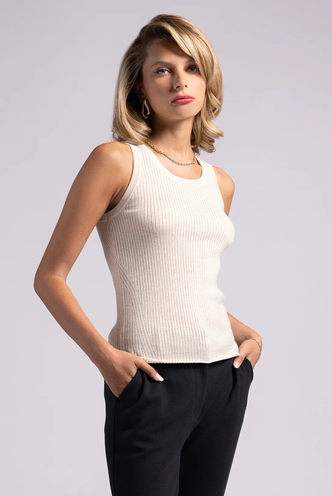 Light Gray Ribbed Tank Top Apex Ethical Boutique
