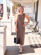 Olive Green Maxi Sleeveless Dress