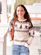 Long Sleeve Sweater with Ski Print