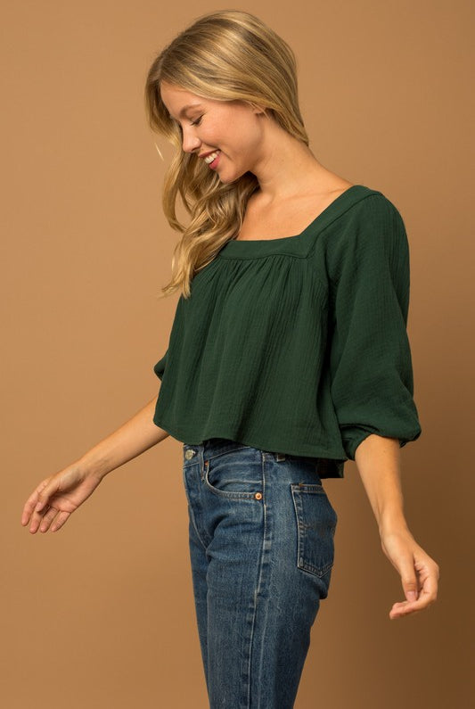 Long Sleeve Square Neck Top Apex Ethical Boutique