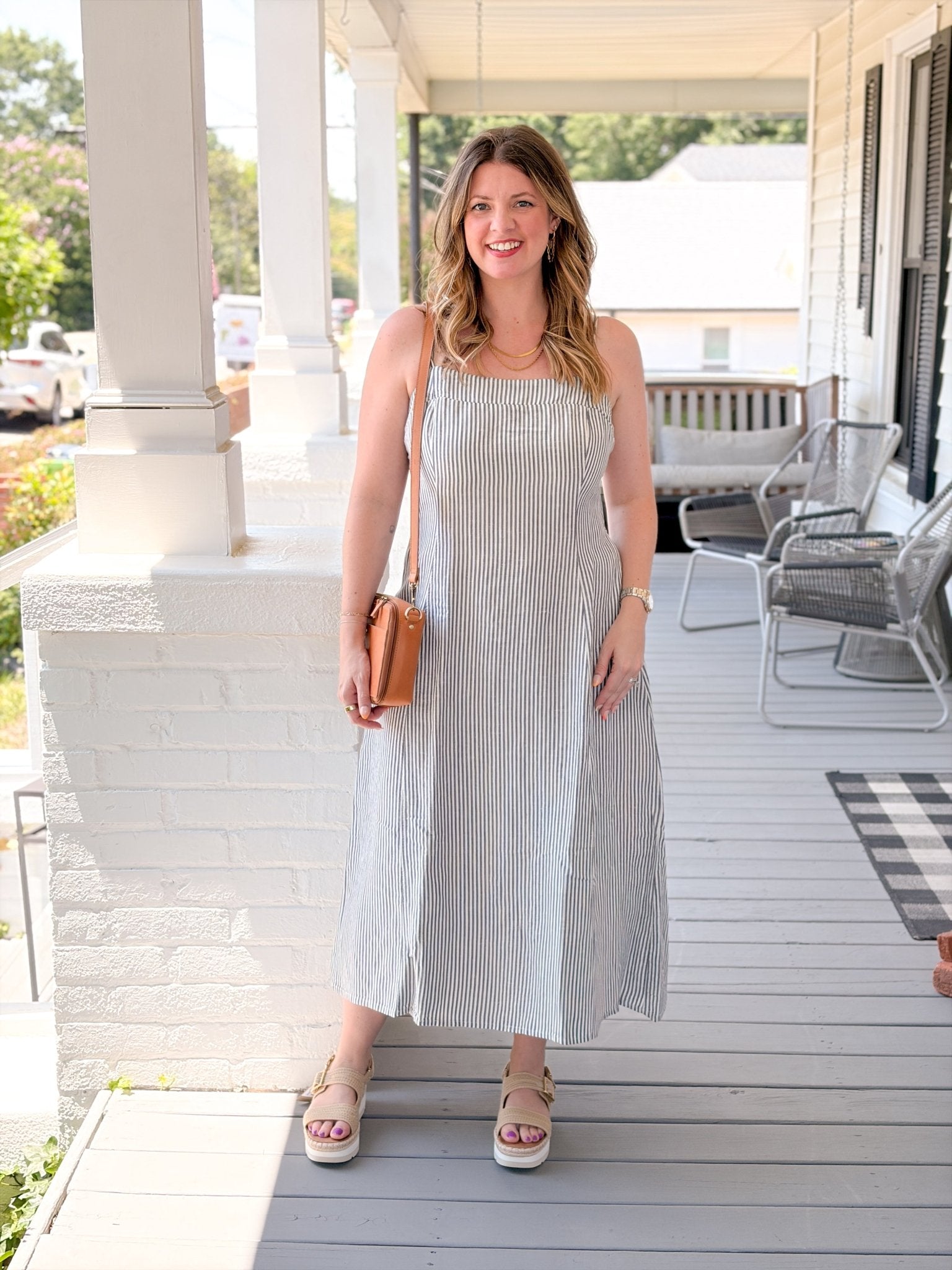 Rose & Lee Co Lucia Dress, Navy/Cream Stripe by Marine Layer Casual Dresses