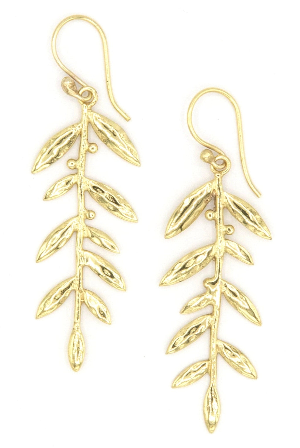 Luxe Leaf Drop Earrings, Brass