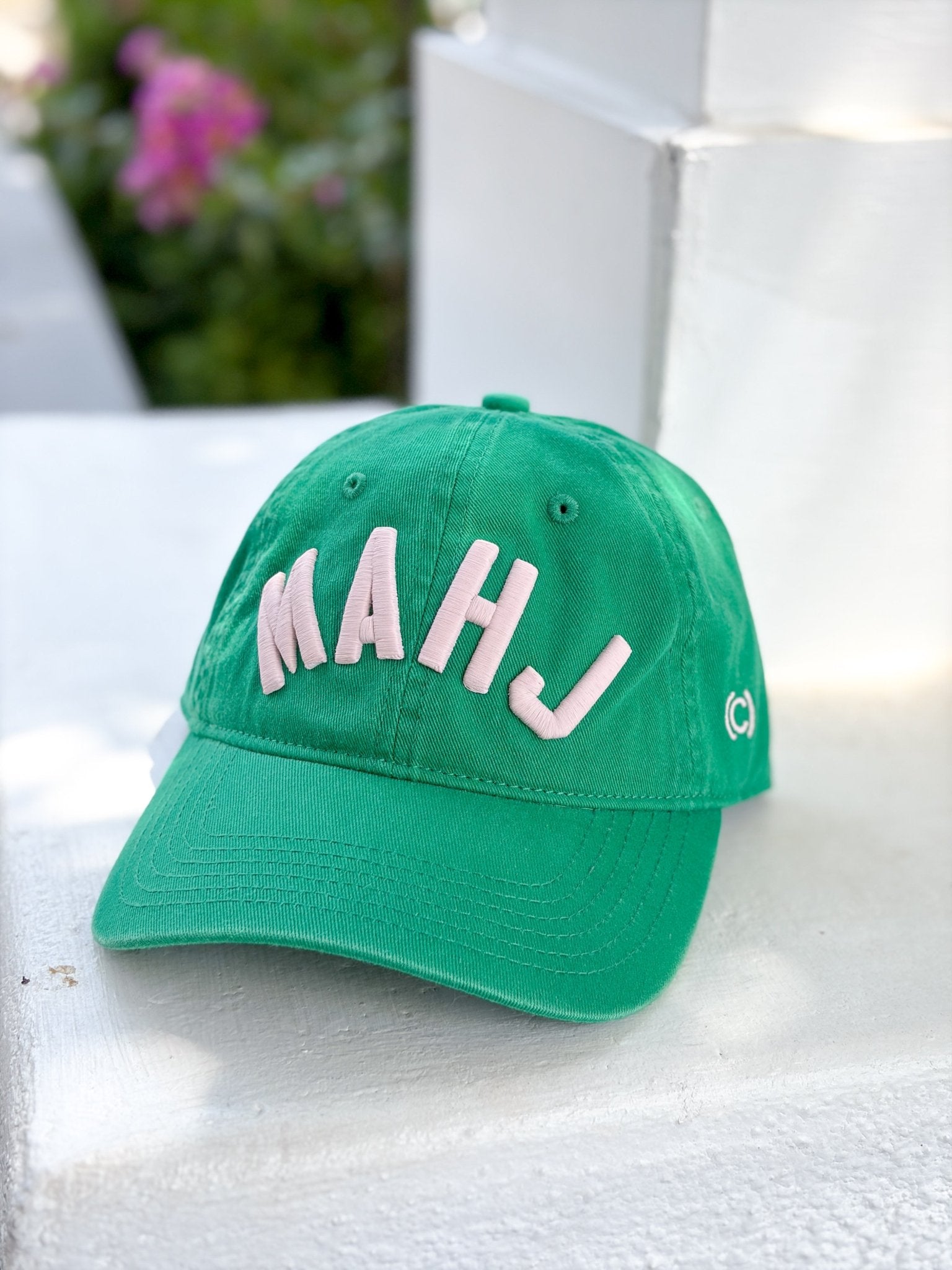Rose & Lee Co MAHJ Cotton Dad Hat, Green/Dusty Rose Accessories