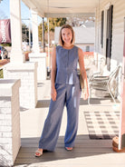 Denim Blue Pinstripe Vest