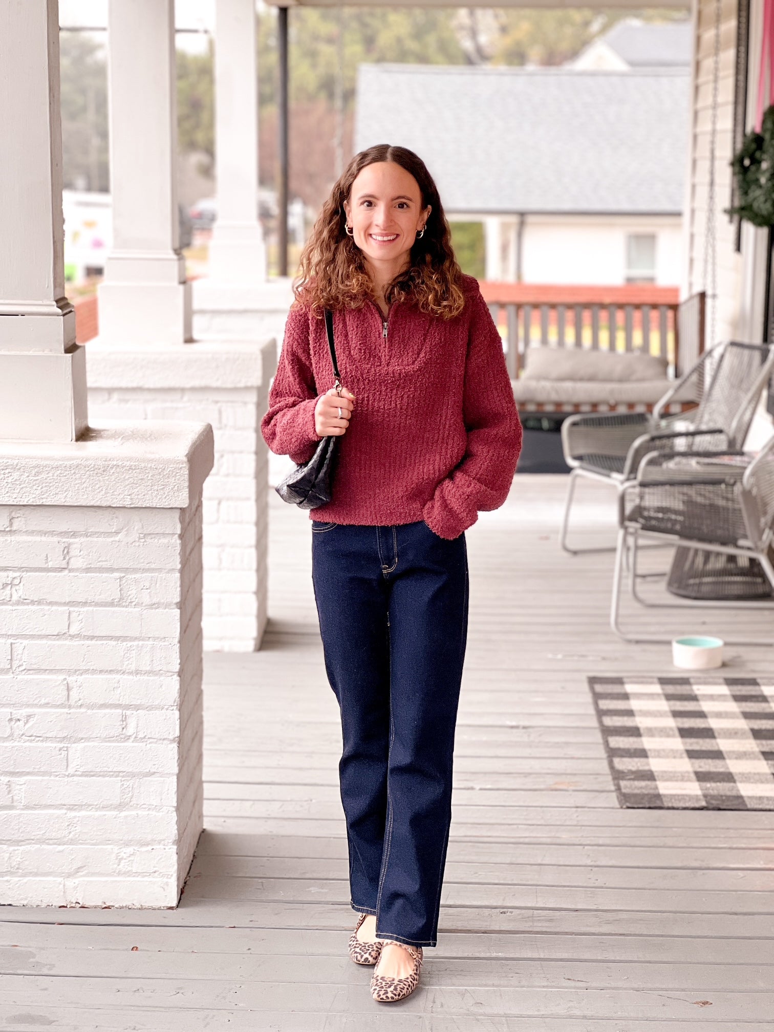 Pink Fuzzy and Soft Cropped Half-Zip Sweatshirt