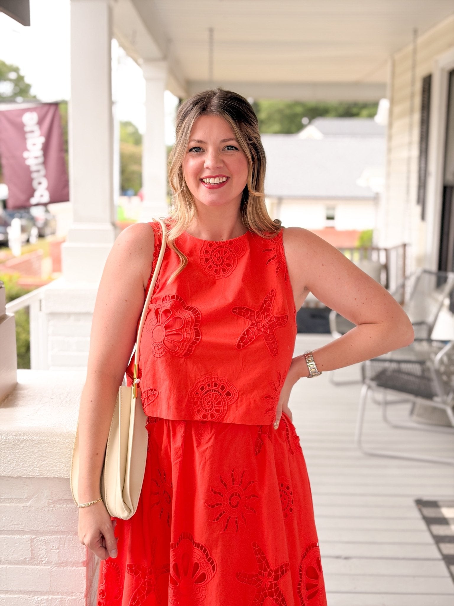 Rose & Lee Co Mckenna Top, Coral Tanks