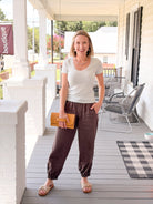 Rose & Lee Co Melody Linen Balloon Pants, Rich Soil by Sanctuary Pants