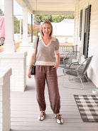 Rose & Lee Co Melody Linen Balloon Pants, Rich Soil by Sanctuary Pants