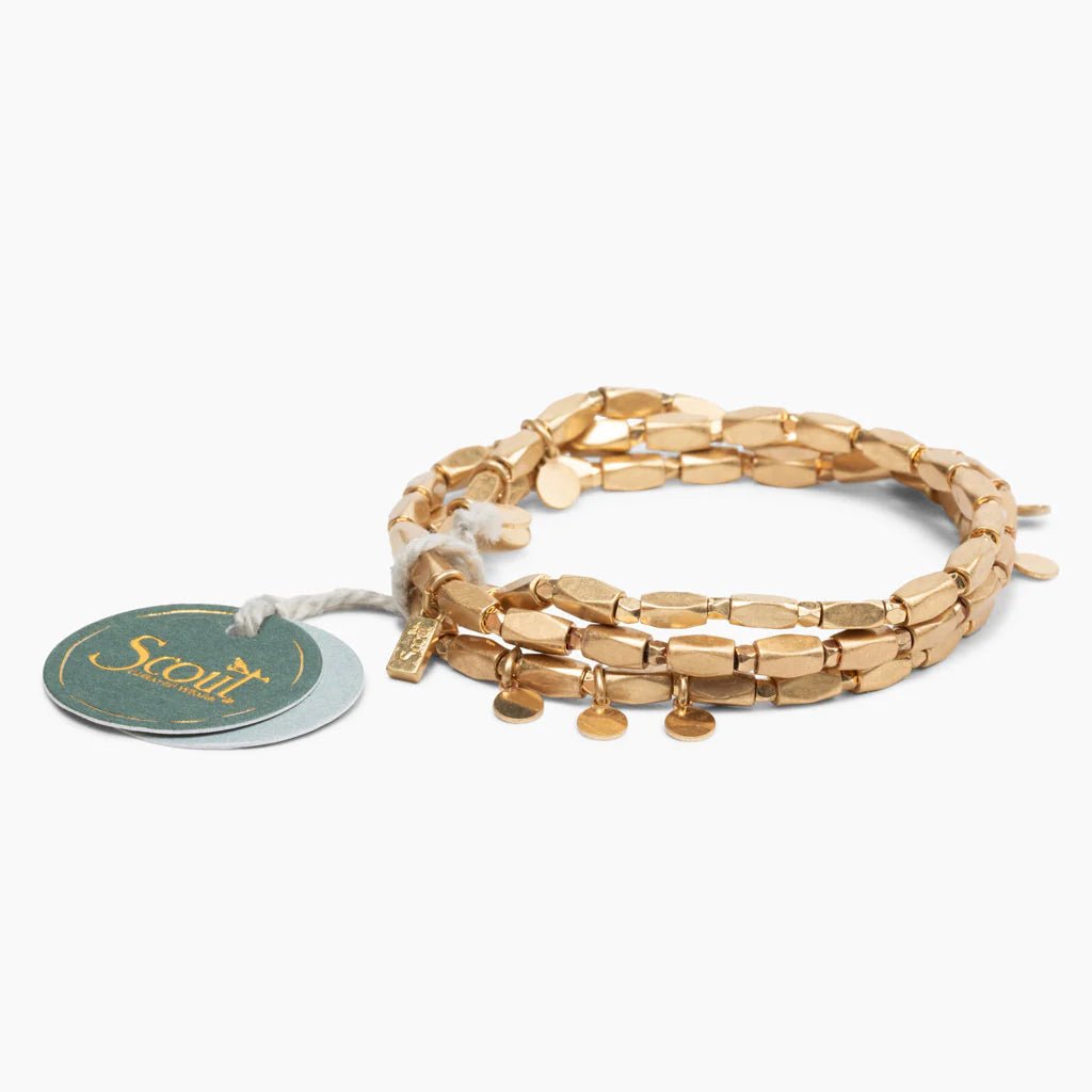 Rose & Lee Co Metal Wrap Iconic Disc Bracelet, Gold Bracelets