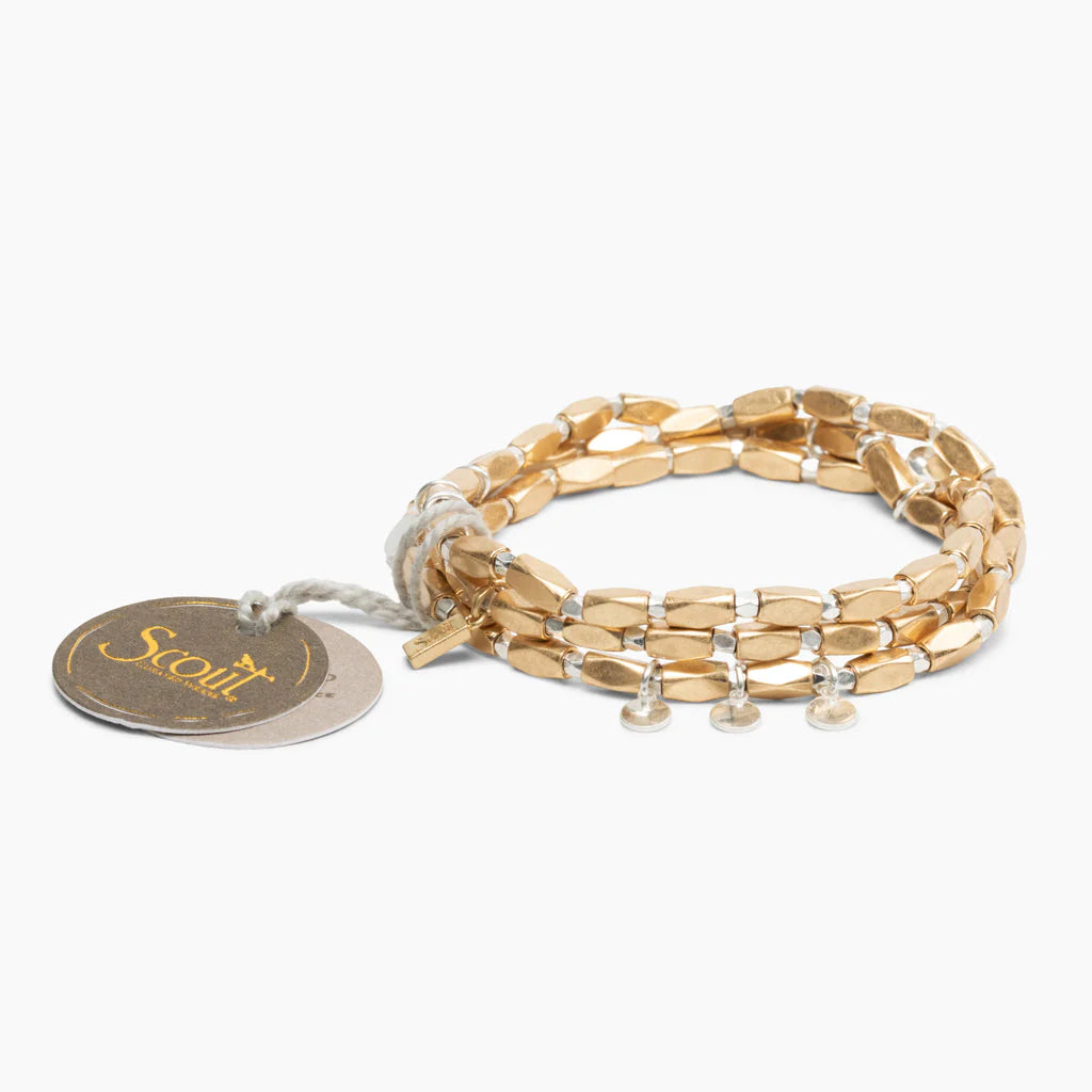 Metal Wrap Iconic Disc Bracelet, Gold & Silver
