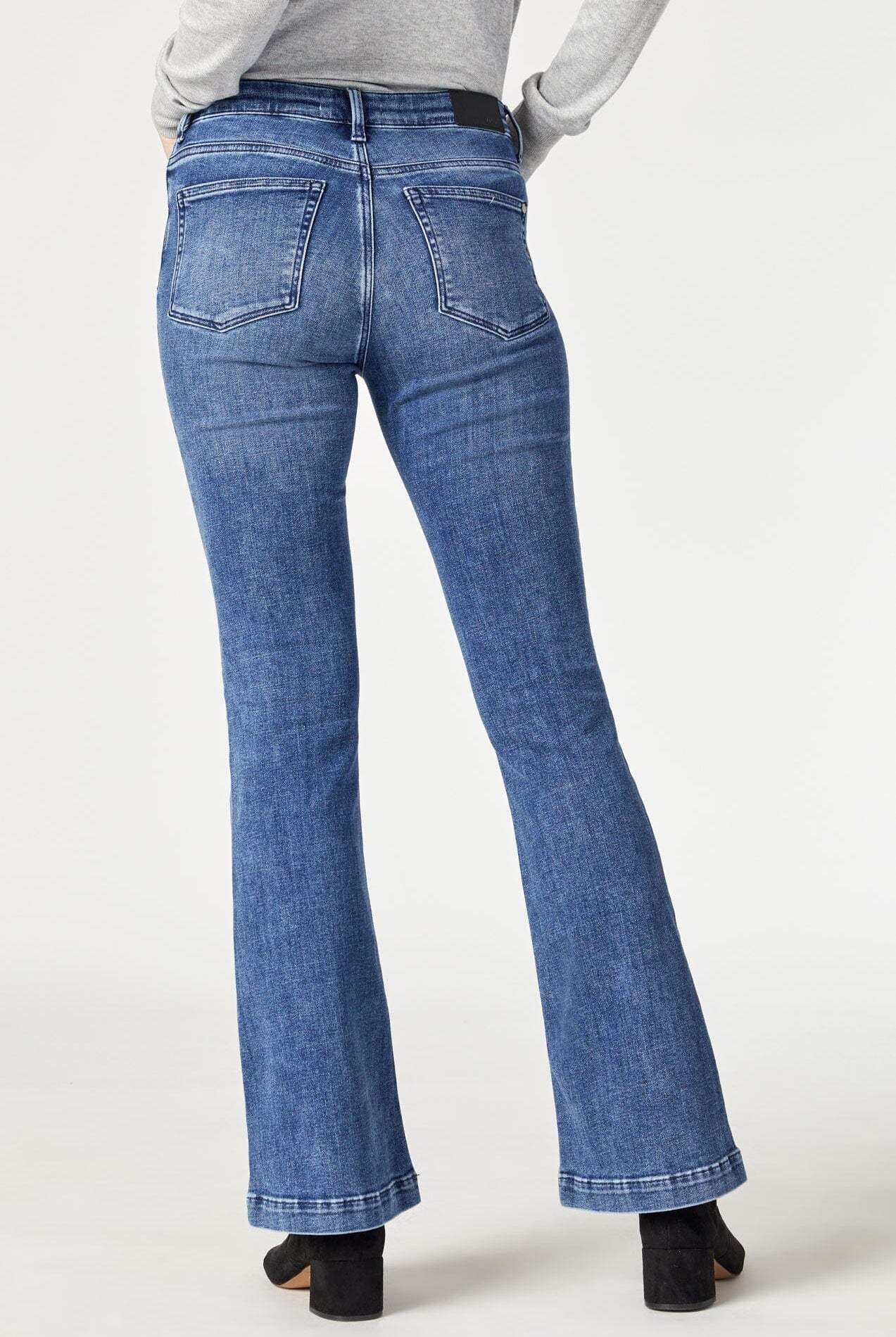 Mid Brushed Blue Flare Jeans Apex Ethical Boutique