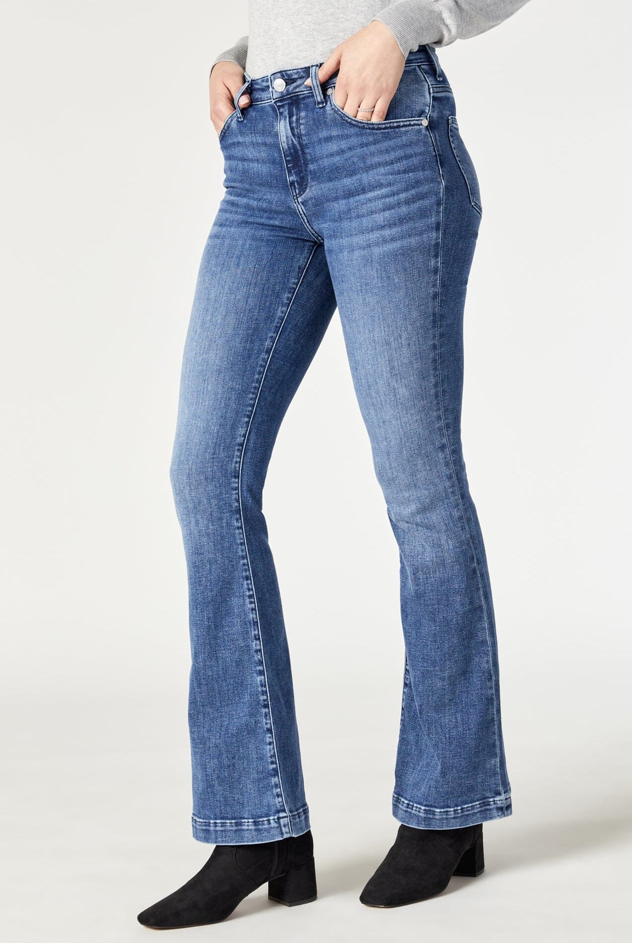 Mid Brushed Blue Flare Jeans Apex Ethical Boutique