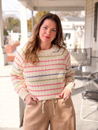 Rainbow Stripe Pointelle Sweater