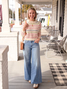 Rainbow Stripe Pointelle Sweater