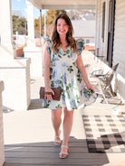 Blue Floral Tiered Ruffled Mini Dress