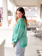 Green Striped Modern Weekender