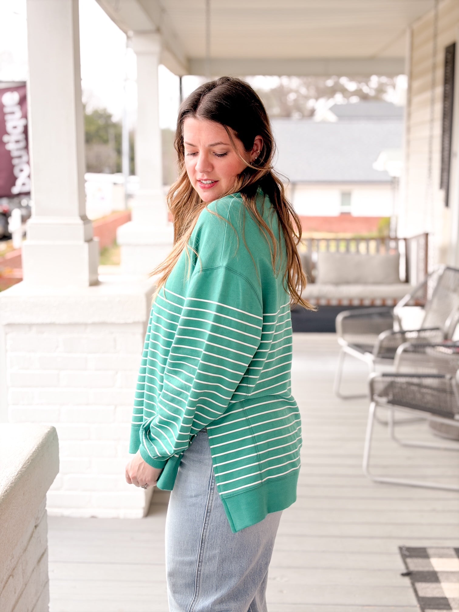 Green Striped Modern Weekender