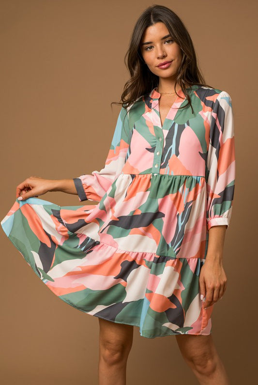 Multi-Colored Flowy Dress Apex Ethical Boutique