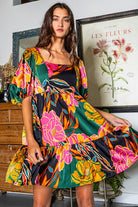 Multi Colored Floral Mini Dress Apex Ethical Boutique
