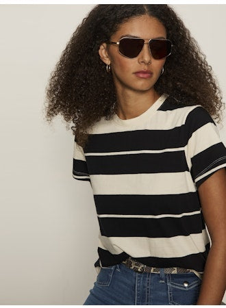 black and white striped tee