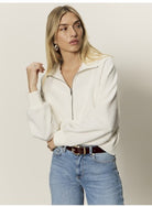 white textured pullover