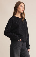 Sparkle Sweatshirt, Black by Z Supply Ethically Sourced Boutique Durham NC