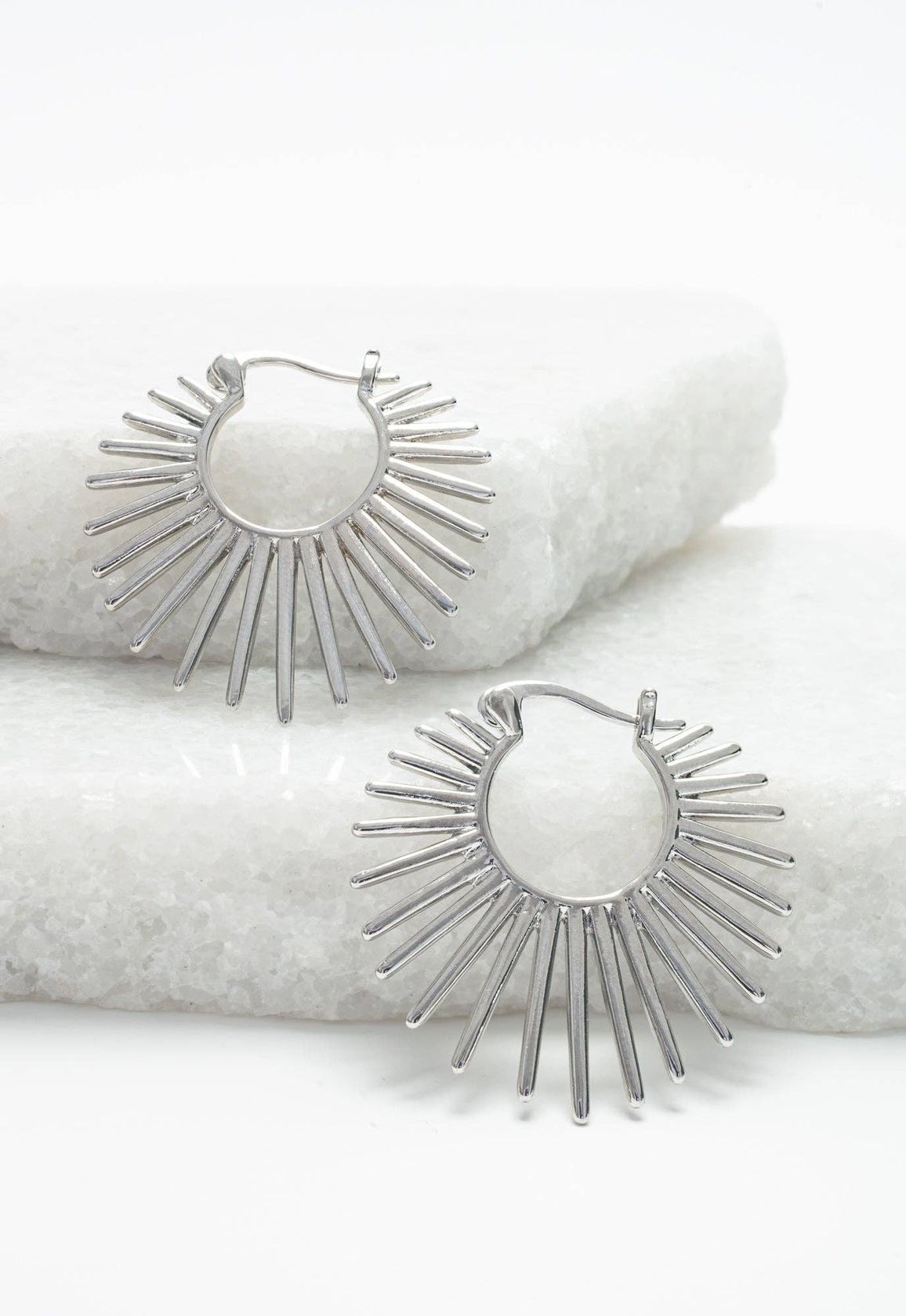 Silver Geometric Hoops