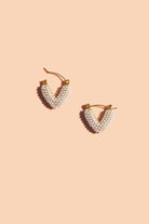 Pearl Mini Dot V-Hoops, 18k Gold Plated by Peter and June Ethically sourced boutique Apex NC