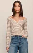Rose & Lee Co Andie Top, Light Oatmeal Heather by Z Supply Long Sleeve