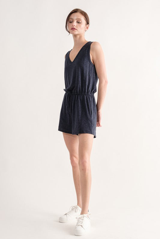 Navy Sleeveless Romper Apex Ethical Boutique
