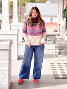 Multi Colored Fair Isle Turtleneck Sweater