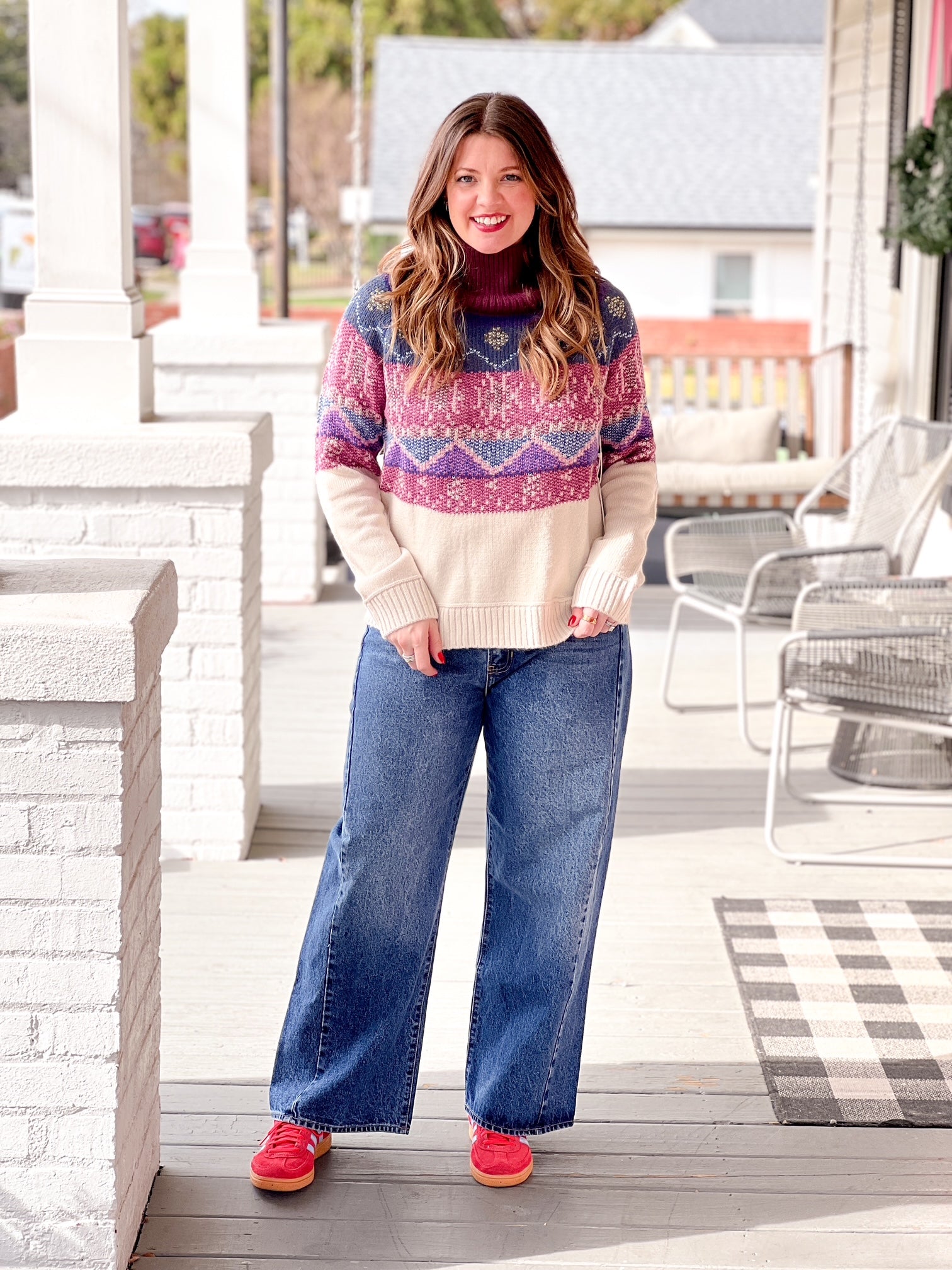 Multi Colored Fair Isle Turtleneck Sweater
