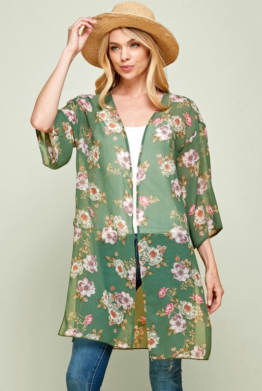 Olive Floral Kimono Apex Ethical Boutique