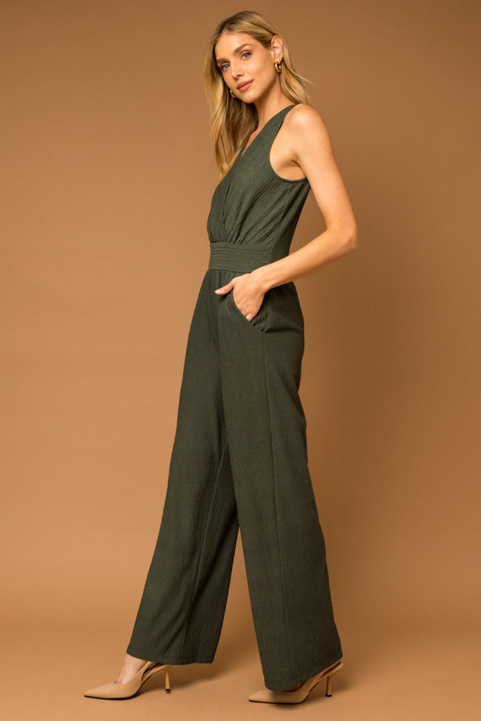 Olive Green Sleeveless Jumpsuit Apex Ethical Boutique