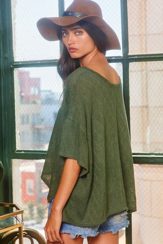 Olive Green Textured Top Apex Ethical Boutique