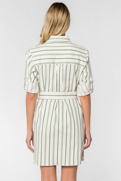 Olive Striped Dress Apex Ethical Boutique